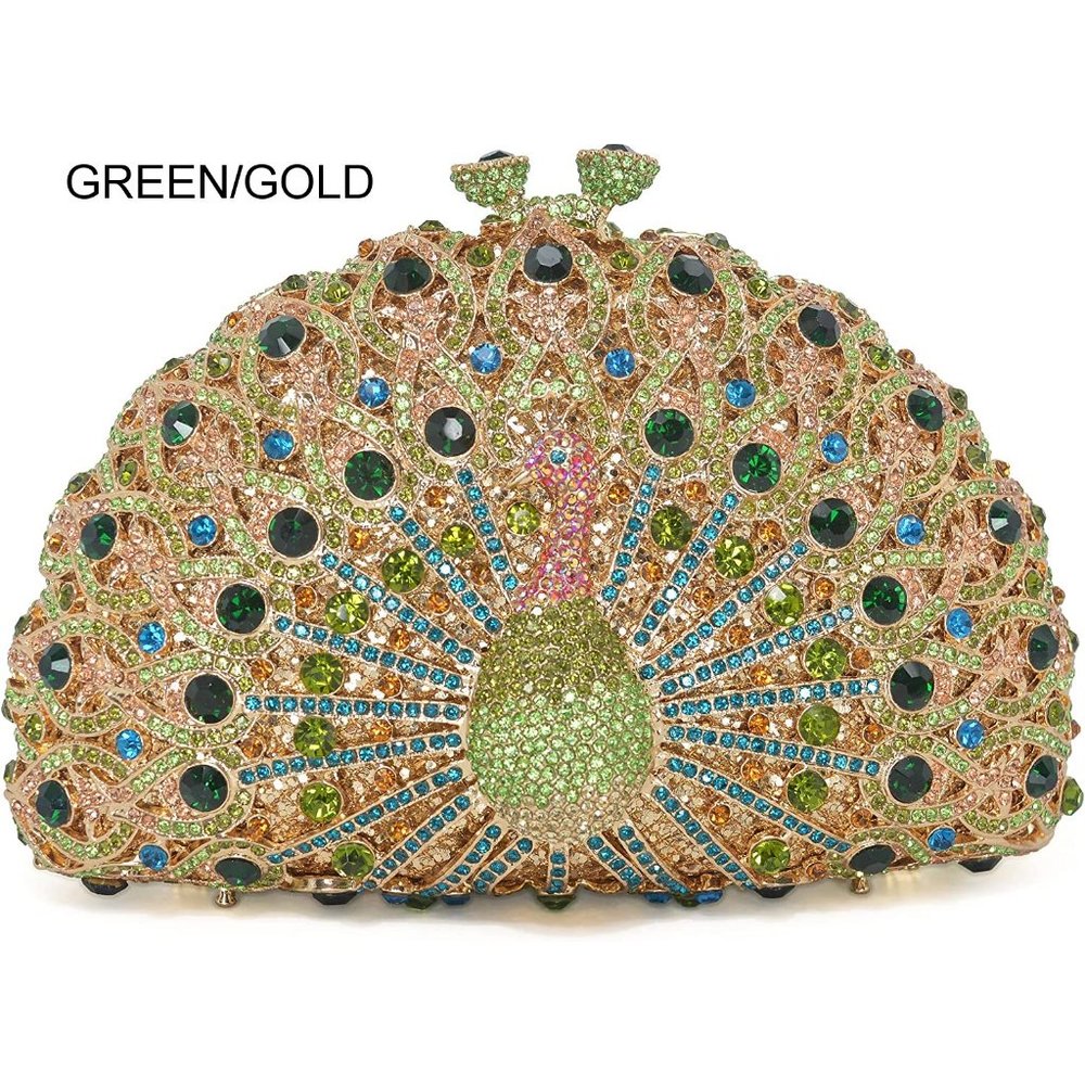 NWT Sparkling Bling Swarovski Crystal Rhinestone Peacock Clutch Bird Pur… - Picture 13 of 17